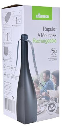 Fly Repeller USB, Set of 2, Rechargeable with USB Cable, Built-in Li-Ion Batteries, Anthracite Grey, Wireless Use, Works 10 Hours per Charge