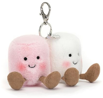 Amuseable Pair of Marshmallow Bag Charm Keyring, rose, S