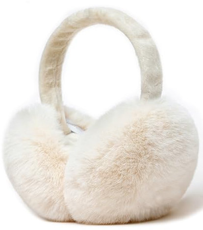 Unning Weiß Winter Ohrenwärmer Damen Verstellbar & Faltbare Ohrenschützer Mode Kunstpelz Weich Ohrenschütz Plüsch Ear Muffs for Women