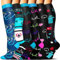 6 Paar Kompressionsstrümpfe für Damen und Herren, Bunte Kompressionssocken Stützstrümpfe für Laufen, Sport, Flug, Reise, Radfahren.05-multi-6 Paar L/XL