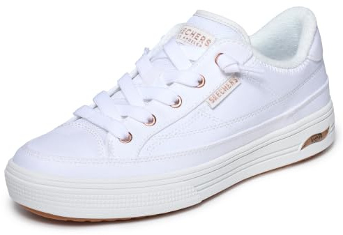 Skechers Women's Arch Fit Arcade-Meet Ya There Sneaker, White, 8.5 Wide