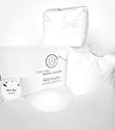 The Other Candles Natürlicher Kerzensand mit Docht Set 1,8kg wachs + 40 Dochte Kerzensand mit Docht-Set Kerzen Sand Perlen Kerzen Perlmutt-Kerze Pulver-Wachs-Set Wachsperlen Wachsgranulat für Kerzen