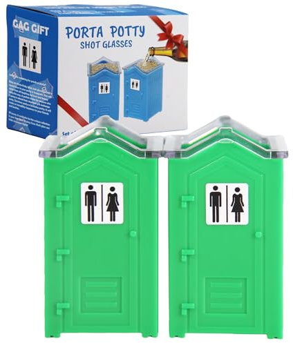 PLOGGING Porta Potty Shot Glasses,2Pcs Funny Shot Glasses for Adult,Gag Gift for Men, White Elephant Gifts,Toilet Mug Funny Cool Shot Glasses