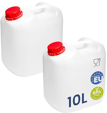 Garronda Garrafa Agua sin BPA Bidon 10 litros Seguro para Alimentos Depósito de Agua Camping Accesorios Garrafas Deposito Camper 2 Pack Blanco GD-0082