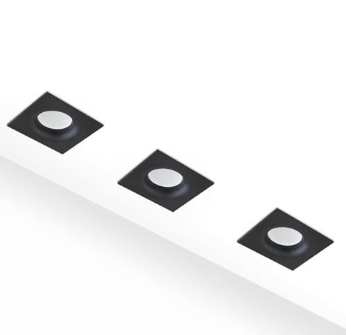 HCFEI LED Einbaustrahler Set eckig - schwarz 5 Watt dimmbar 230V flach blendfrei – Einbauleuchte Ø 68mm Bohrloch – Einbau-Spot Decken-Strahler Deckeneinbaustrahler (6er set - Warmweiß)