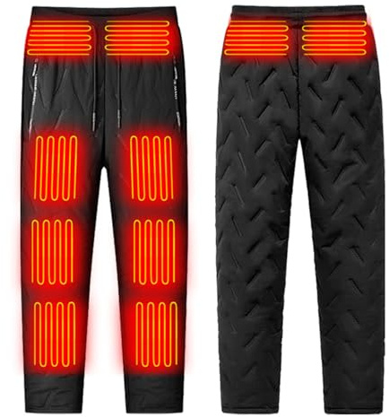RIKAY Heated Pants for Men UK Sale,Heated Trousers Women,Men's Waterproof Hiking Walking Trousers,Fleece Heating Trouser,Mens Winter Warm Ski Trousers,Drawstring Fleece Lined Outdoor Pants