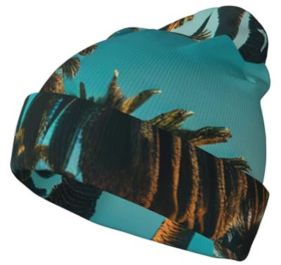 ERSDWRE Los Angeles Palmen Druck Unisex Sport Freizeit Keine Krempe Strickmütze Warme und Stilvolle Beanie für Winter Outdoor Schwarz, Schwarz , Einheitsgröße