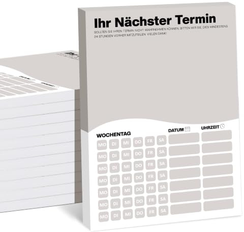 BIROYAL Terminzettel Praxis A7, 600 Terminzetteln, 12 Terminblock,Neue Grey | 7 Termine pro Zettel, mit Stempelfeld, Abreißbar & Handlich, für Physiotherapie Zahnarzt Krankenhaus Fußpflege Kosmetik
