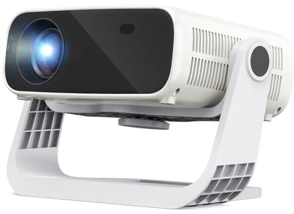 ZDK 2025 Neuer Smart Beamer mit integrierten Apps, Full HD 1080P, Trapezkorrektur 4K, 680 ANSI WiFi 6 und Bluetooth, Outdoor-Beamer, Heimkino Mini Projektor für Videos für iOS/Android,Cremefarben