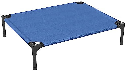 PawHut Mittelgroßer Faltbarer Hundezwinger für drinnen und draußen, erhöhtes Hundebett, Hundezwinger aus Metall und Oxford-Gewebe, 76x61x18 cm, blau