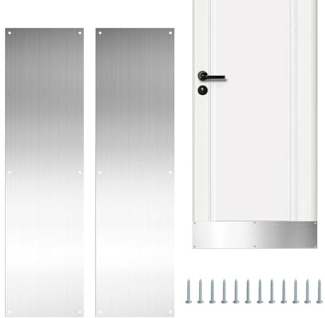 Placa de patada de la puerta - placa de patada de acero inoxidable, puertas interiores y exteriores | Puerta delantera o trasera, placas de patada de puerta, looks de comercial agrega protección