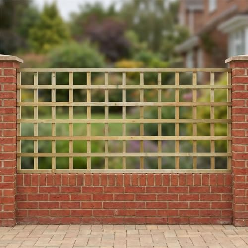 Standard Fence Panel 6ft x 3ft Square Garden Trellis Wooden Screen 3pk | 182.8cm x 90cm, Flat Top Privacy Lattice, Pergola, Balcony & Patio Screening, Treated, Support for Plants & Vegetables