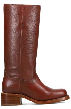 Frye Campus - Stivali alti da donna da 14 litri, realizzati in pelle Montana firmata con vera costruzione a filetto e tacco in pelle impilato, Granato - Riviera, 39 EU