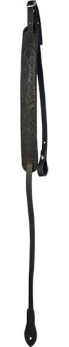 Embossed Leather Mandolin Strap, Black