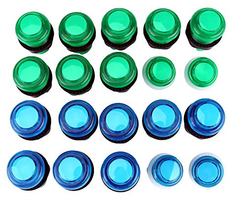 Qcwwy Autres Objets de Collection 2 Joysticks avec Encodeur USB Kit Complet de Pièces de Jeu de Bricolage pour PC Pi MAME Retro Gaming 20 Boutons Lumineux LED Encodeur USB Zéro Retard