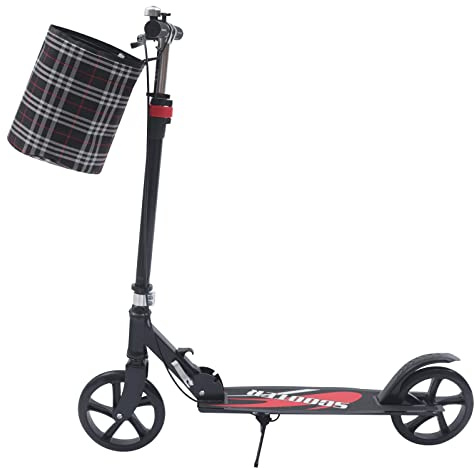 Scooter, Klappbarer Tretroller mit Korb, Belastbarkeit 150Kg Höhenverstellbar Roller für Erwachsene