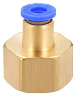 sourcing map Push to Connect Tube Fitting Adapter 6mm Tube OD x 1/2NPT Female Straight Pneumatic Connecter Connect Pipe Fitting Golden Blue