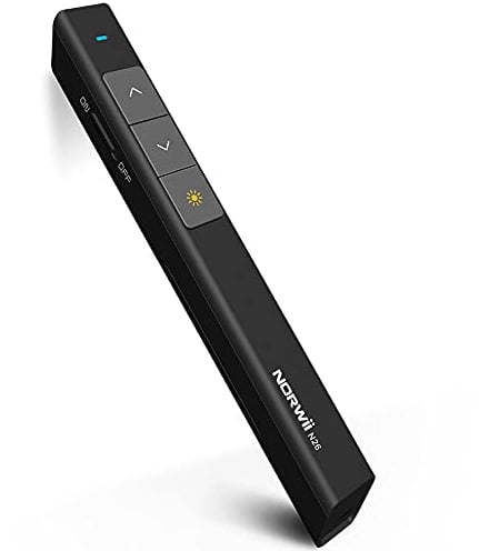 NORWII Wireless Presenter mit 100M, 2.4GHZ Powerpoint Fernbedienung Presenter, Präsentation Pointer für PPT/Keynote/Prezi/Google Slides/Windows/Mac OS/Android/Linux(Schwarz-26)