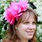 Serre Tête Mariage Bibi Tulle Plume Rose Fushia