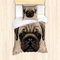 ABAKUHAUS Mops Bettbezug Set für Einzelbetten, Haustier-Tier-Kunst-Entwurf Hund, Milbensicher Allergiker geeignet mit Kissenbezug, Tan Pale Brown