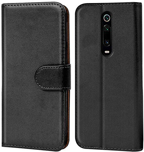 Verco kompatibel mit Xiaomi Mi 9T Hülle, Handyhülle für Mi 9T Tasche PU Leder Flip Case Brieftasche - Schwarz