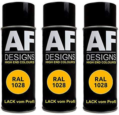 Alex Flittner Designs 3x RAL Lackspray Autolack Buntlack Spraydose RAL1028 MELONENGELB seidenmatt