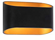 Qazqa - Modern Design Wandleuchte schwarz mit Gold I Messing - Alone R. I Wohnzimmer I Schlafzimmer I Up I Down - Aluminium Oval - LED geeignet G9