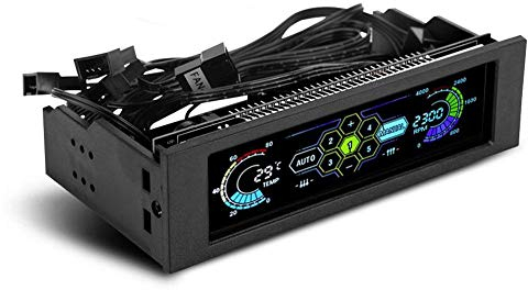 VBESTLIFE PC Fan Controller, 5 Fans Speed Controller CPU Temperature Sensor Front Computer Cooling with LCD Panel