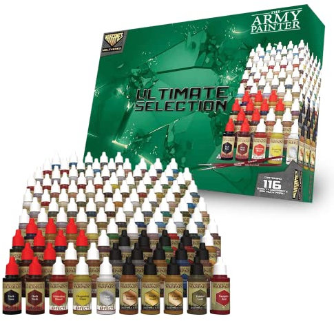 Wargames Delivered The Army Painter Ultimate Miniature Paint Sets - Acrylic Model Paints for Plastic Models - Miniature Painting Kit - 116 Acrylic Paints, 4 Paint Brushes, Mixing Balls & Bottles