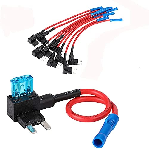 CZC AUTO 10 Pack Add-a-Circuit Fuse Tap Adapter Mini Blade Holder ATM APM, 12V With 15 Amp for Electronic Devices on Most Vehicles & Boats