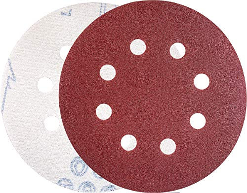 YoiYee 180 Grit Sanding Discs Pads, 8 Holes, 125mm/5-inch Hook and Loop Quick Change Sandpaper Sheet for Random Orbital Sander, Pack of 10