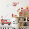 WANDKIND Feuerwehr Wandtattoo Set V246 | handgezeichnet | AUFKLEBER Kindergarten | Wandsticker Kinderzimmer Deko Helikopter Hubschrauber Feuerwehrhund Fahrzeug Auto Feuerwehrauto (100 x 100 cm)