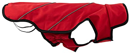 JEGGO Switch, komfortable Softshell-Jacke für Hunde, mit beidseitig zu öffnendem Reißverschluss, kälteabweisend, Wind- und wasserdicht, atmungsaktiv (Rot, 80 cm)