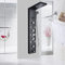 Sistema de panel de ducha de baño Torre montado en la pared Hidráulica LED Hidromasaje Temperatura Pantalla de ducha Cascada Ducha de mano Negro Acero inoxidable