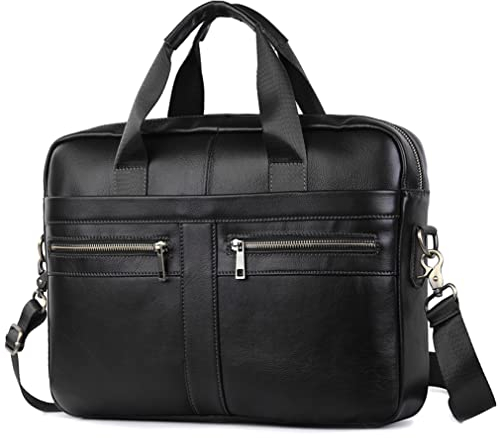 SPAHER Laptoptasche 15,6 Zoll Leder Aktentasche Herren Business Tasche Arbeitstasche Handtasche Herren Umhängetasche Echtleder Notebook Tasche Schultertasche Messenger Bag Männer