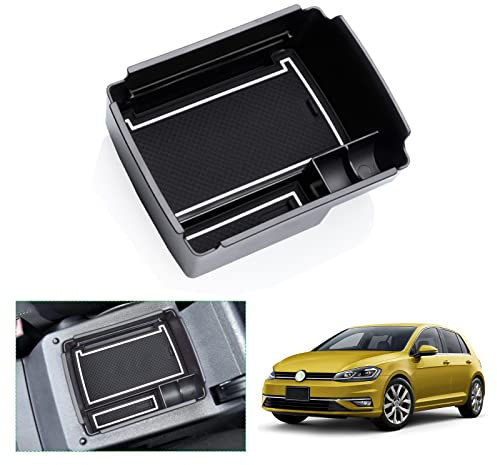 GAFAT V W Golf 7 7.5 2013-2019 Mittelkonsole Aufbewahrungsbox, Golf MK7 Armlehne Tray Organizer Mittelarmlehne Handschuhfach, Kompatibel mit VW Golf 7, Golf 7 Zubehör (Weiß)