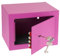 HMF 49216-15 Caja fuerte pequeña con llave, caja fuerte para muebles, 23 x 17 x 17 cm, color rosa