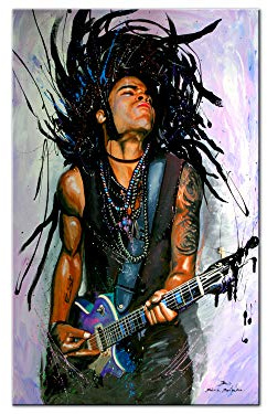DECLINA Lenny Kravitz Kunstdruck auf Aluminium bedruckt Dibond-Bild, Wandbild, Aludruck, Dekobild, 80 x 120 cm, mehrfarbig