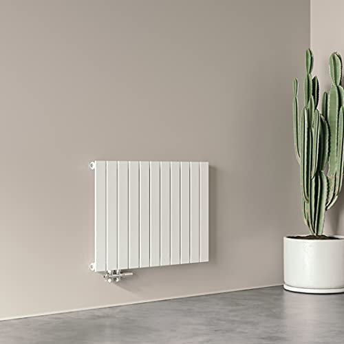 AICA Heizkörper Flach 600x830mm Design-Heizkörper Paneelheizkörper Einlagig Horizontal Seitenanschluss Weiß 649W