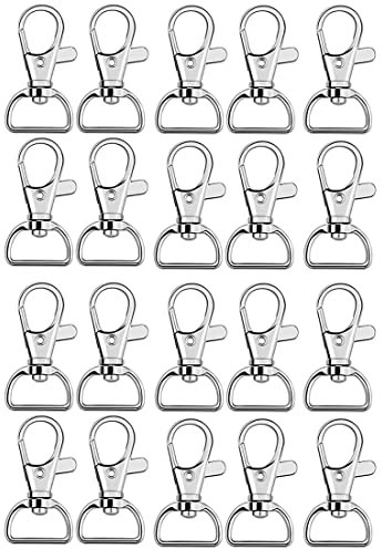 LEEQBCR 20 Stück Schlüsselring Verschluss, Karabinerhaken D-Ringen, Metall Schlüsselanhänger, Schwenk 360° Drehbar, für Bastelarbeiten DIY, Rucksack, Handtasche(Silber)