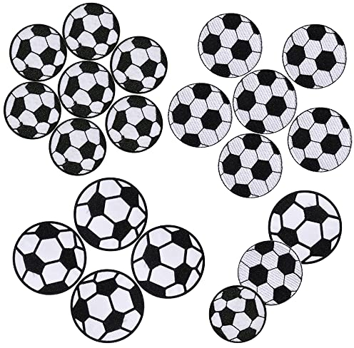 Dtoterul Fußball Stickereien Aufnäher 20 Stück Aufnäher Fussball Applikation Fußball zum Aufbügeln Bügelbilder Fußball Aufnäher Aufnähen Patches Aufnäher für Jeans Rucksäcke Schals Socken (3 Größen)