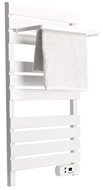 CREATE / Warm Towel 500W / Toallero eléctrico Blanco con Estante / 96,9x5x55 cm/para Suelo o Pared, Temporizador, Pantalla LCD, bajo Consumo, termostato