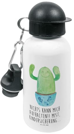 Mr. & Mrs. Panda Kindertrinkflasche Kaktus Happy - Geschenk, Wasserflasche, Ausbildung, Kindergeburtstag, Spruch, Kakteen, Neustart, Büro, Kunststoff Trinkflasche, Sportflasche, Mutter, Lustig