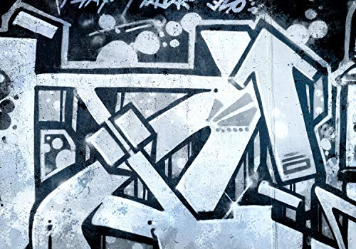 wandmotiv24 Fototapete Abstrakte Linien Graffiti Blau Grau, 200 x 140cm - selbstklebende Strukturtapete, Wanddeko, Wandbild, Wandtapete, M4834