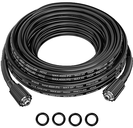 POHIR Hochdruckreiniger-Schlauch, knickfest, 7,6 m, Ersatzschlauch für Hochdruckreiniger, 0,6 cm mit M22 14 mm Drehgelenk, leichter Hochdruckreiniger-Verlängerungsschlauch, 4000 PSI