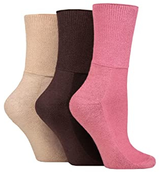 IOMI SOCKSHOP Footnurse Men’s and Ladies’ Bamboo Cushioned Foot Diabetic Socks, Variety of Colours and Unisex Sizes, Soft, Seamless and Stretchy, Multipack of 3 Pairs