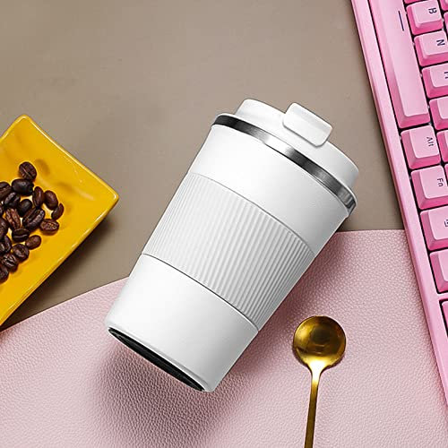 Travel Coffee Mug Spill Proof, Insulated Coffee Mug To Go, Reusable Coffee Cups with Seal Lid (Ivory White)