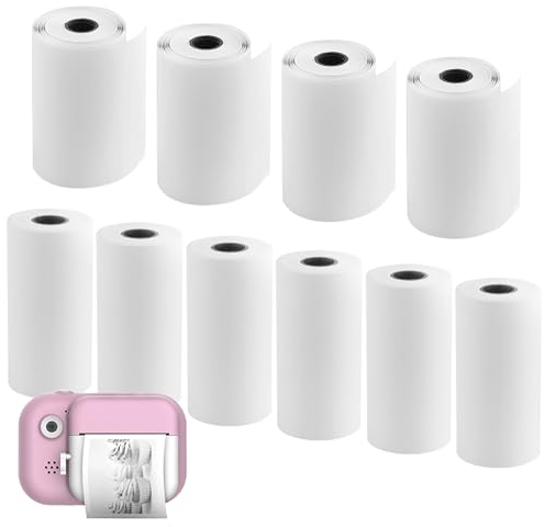 Lot de 10 Rouleaux Appareil Photo Impression Papier, Papier d'impression pour Enfant instantanée Papier Thermique Papier Instantané Imprimé Appareil Photo Recharge Imprimé Papier pour Garçons Filles