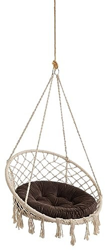 Hängesessel Outdoor Kissen – Hängematte Sitzkissen – Nestschaukel Kissen für Komfort – Waschbares Rundkissen – Braun – 65 cm