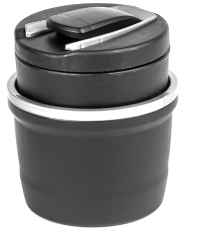 AMiO 02168 Aschenbecher mit Verschlussdeckel schwarz